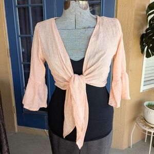 NWT Hiatus Peach Tie-Front Top